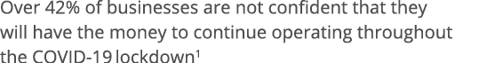 Over 42% of businesses are not confident that they will have the money to continue operating throughout the COVID-19    