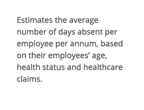 Estimates the average number of days absent per employee per annum, based on their employees  age, health status and    