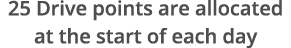25 Drive points are allocated at the start of each day
