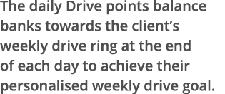 The daily Drive points balance banks towards the client s weekly drive ring at the end of each day to achieve their p   
