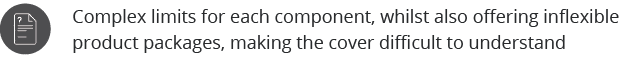 Complex limits for each component, whilst also offering inflexible product packages, making the cover difficult to un   