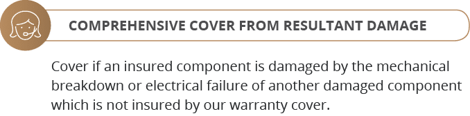 COMPREHENSIVE COVER FROM RESULTANT DAMAGE ,Cover if an insured component is damaged by the mechanical breakdown or el   