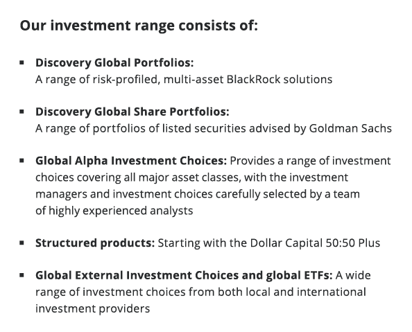 Our investment range consists of:   Discovery Global Portfolios: A range of risk-profiled, multi-asset BlackRock solu   