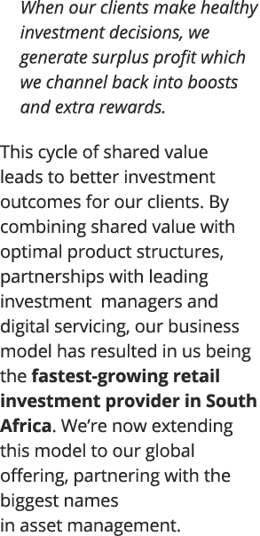 When our clients make healthy investment decisions, we generate surplus profit which we channel back into boosts and    