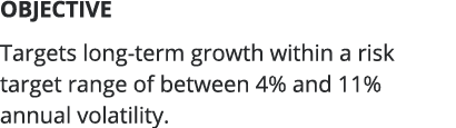 OBJECTIVE Targets long-term growth within a risk target range of between 4% and 11% annual volatility 