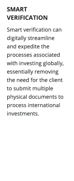 SMART VERIFICATION Smart verification can digitally streamline and expedite the processes associated with investing g   