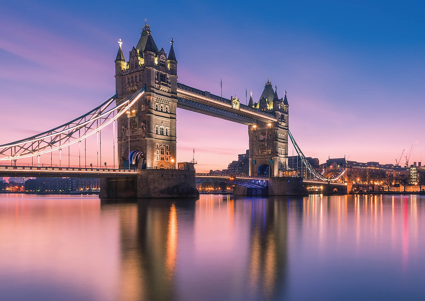 Tower Bridge in London, captured in dawn